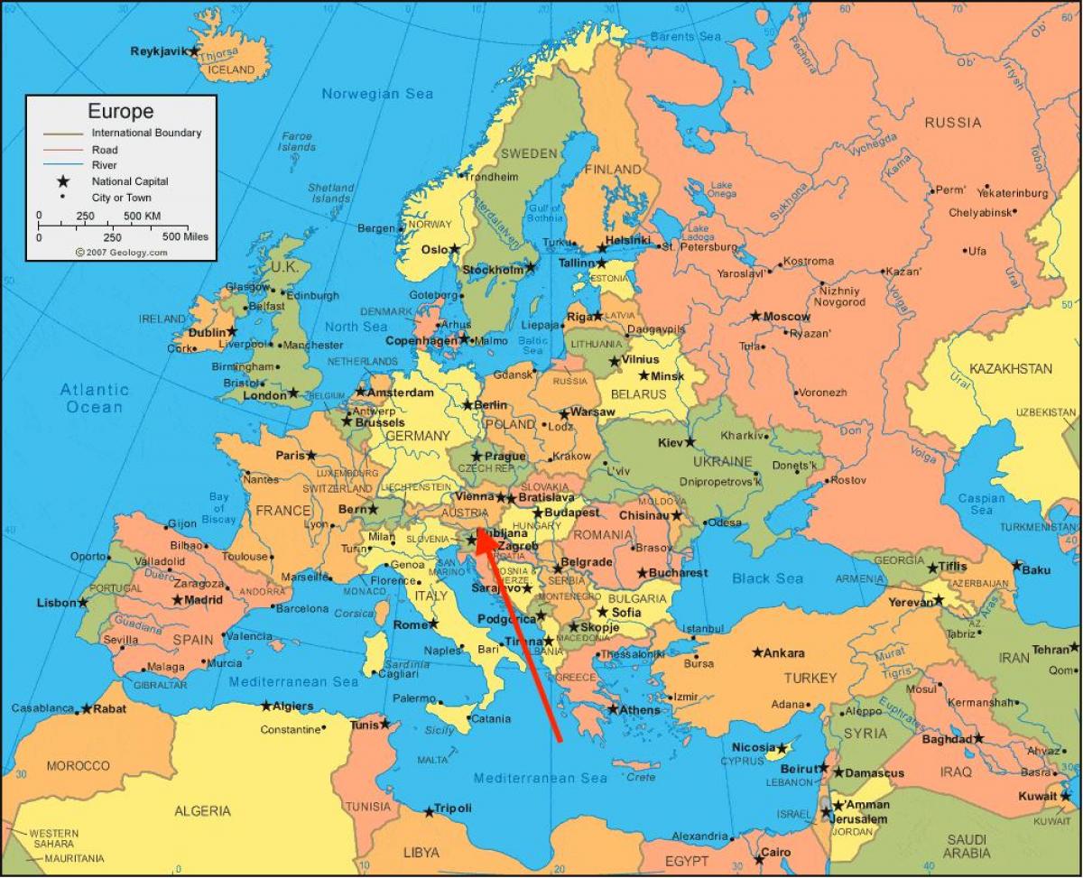 Ubicación de Austria en el mapa de Europa Occidental