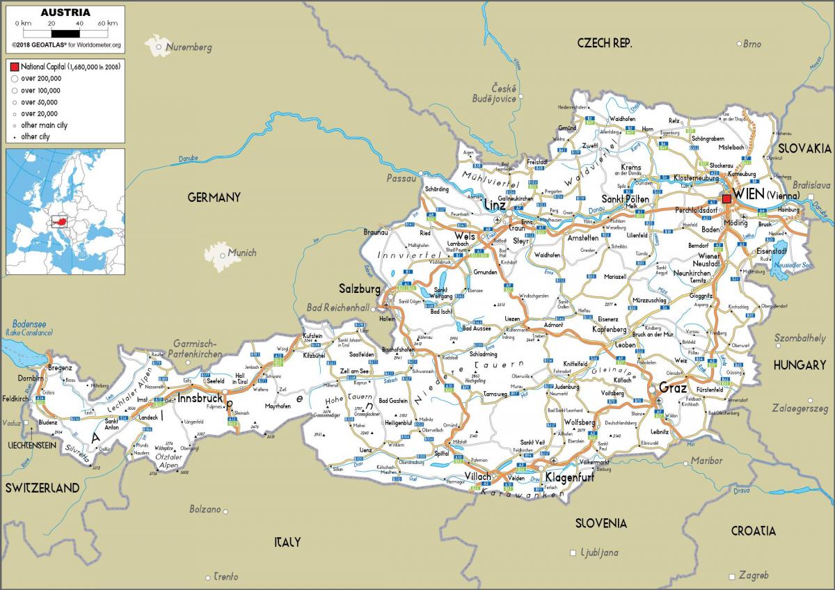 Mapa de conducción de Austria