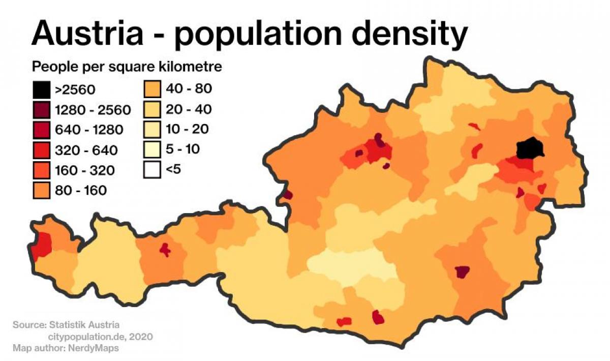 Mapa de densidad de Austria