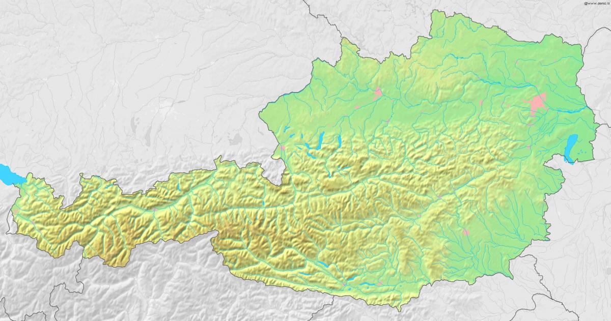 Mapa topográfico de Austria
